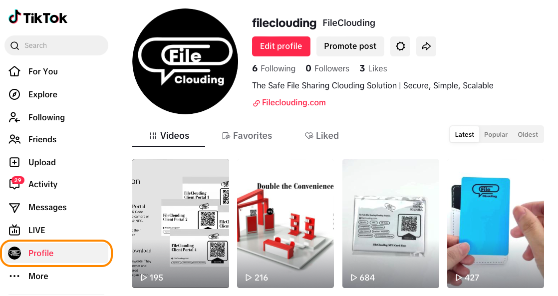 TikTok page